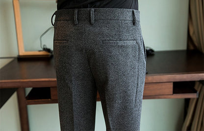 New Autumn Men's Gray Pants, Fashion Casual Trousers, Asian Size 28-36 Slim Suit Pantalon for Men