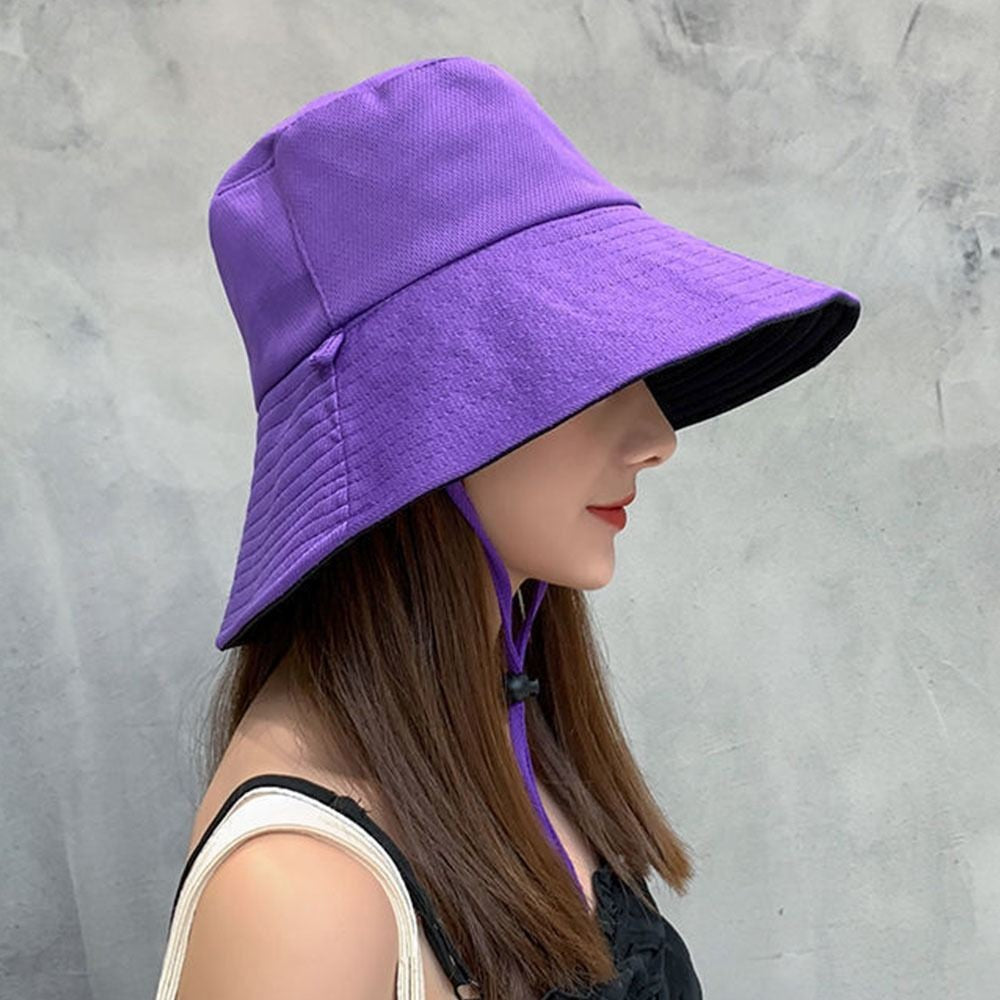 Double-Sided Sun Beach Cap Portable Fisherman Cap Foldable Panama Hat Solid Color Anti-UV Spring Summer Outdoor Beach Visor