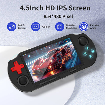 GAMINJA ANS16 Handheld Game 4.5 Inch IPS Screen RGB Lighting Portable Retro Video Game Console 64GB For PS1/GBA/SFC