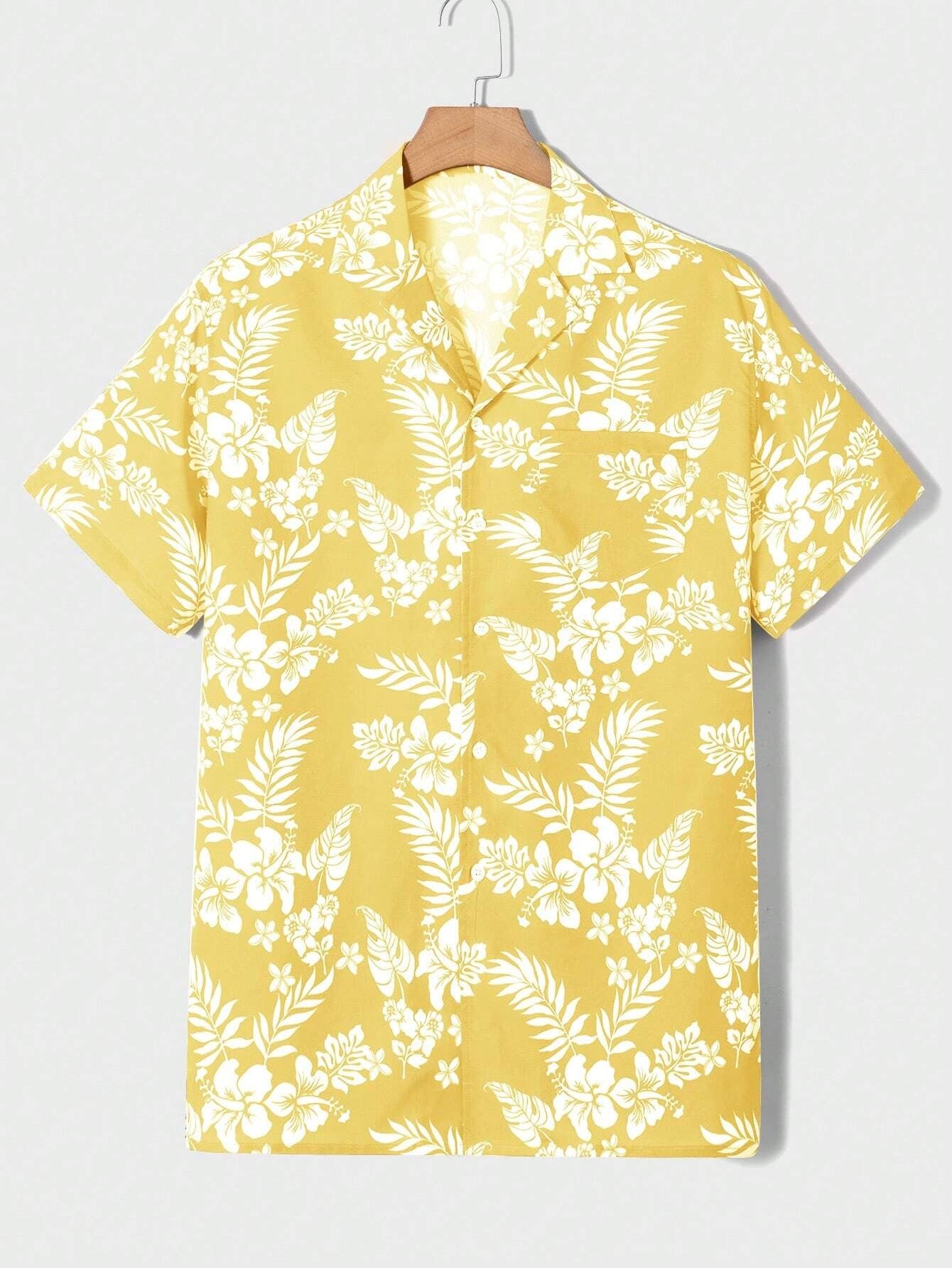 Summer men's new tropical 3D printing lapel short-sleeved shirt Hawaiian casual daily wearing large size XS-5XL