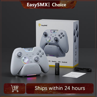 EasySMX White Black Gamepad X05 Pro Wireless PC Gaming Controller for PC Windows iOS Switch Android with Charging Dock