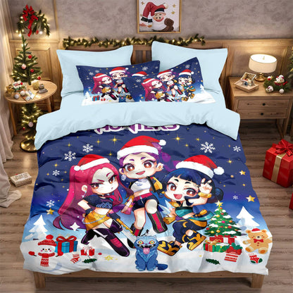 Kpop Demon Hunters Huntrix Bedding Set - Single to King Size, Anime Print Duvet Cover Sets for Adult Bedrooms