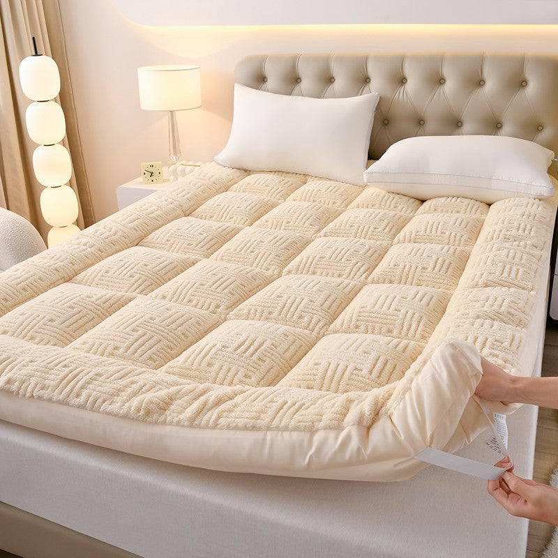Colchão de Lã Super Macio e Fofo Acolchoado Extra Grosso e Quente para Inverno Queen Size Dobrável para Chão de Camping
