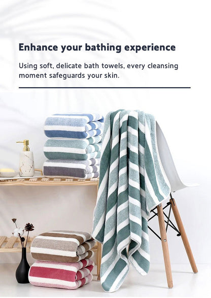 2pcs Thickened Towel Bath Towel Setstrong Absorbentfast Dryingnon-Lintingdurableideal For Family Usebeach Essentials