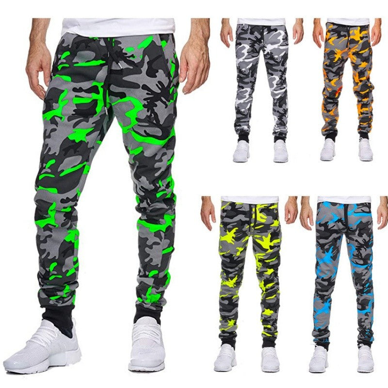2025 Trousers Autumn And Winter New Men's Casual Camouflage Waist Drawstring Large Size Solid Color Sports Jogging Pants