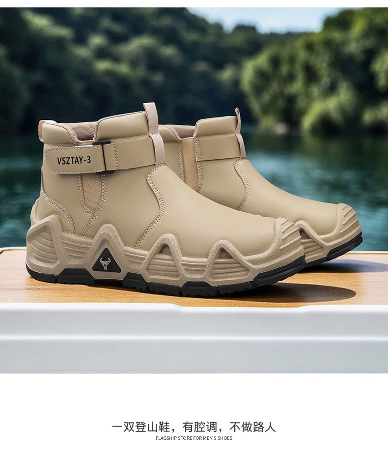 Men's casual sports shoes, high-top breathable outdoor hiking and mountaineering shoes, men's travel walking shoes