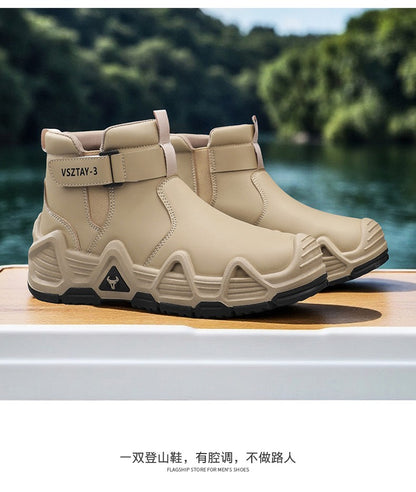 Men's casual sports shoes, high-top breathable outdoor hiking and mountaineering shoes, men's travel walking shoes