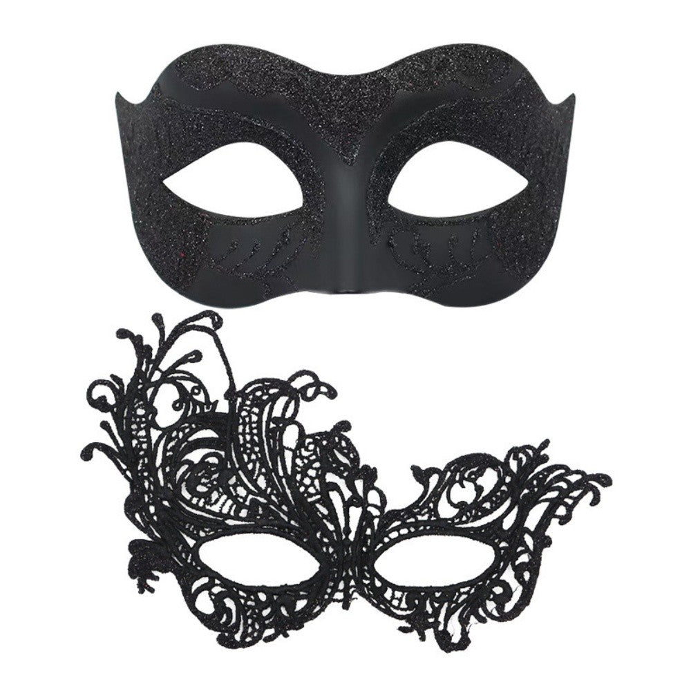 2PCS/set Couple Masks Lace Women Mask Men Painted Half Face Mask Eye Mask Set Party Masquerade Wedding Decoration Costume Prom
