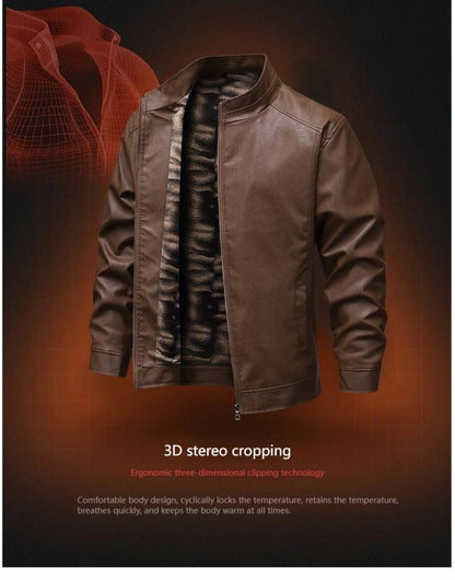 Autumn Thin Velvet Leather Jacket Men 2025 New  Coat Men's Top Windproof Leisure Mens Streetwear Zipper Retro Moto Biker jackets