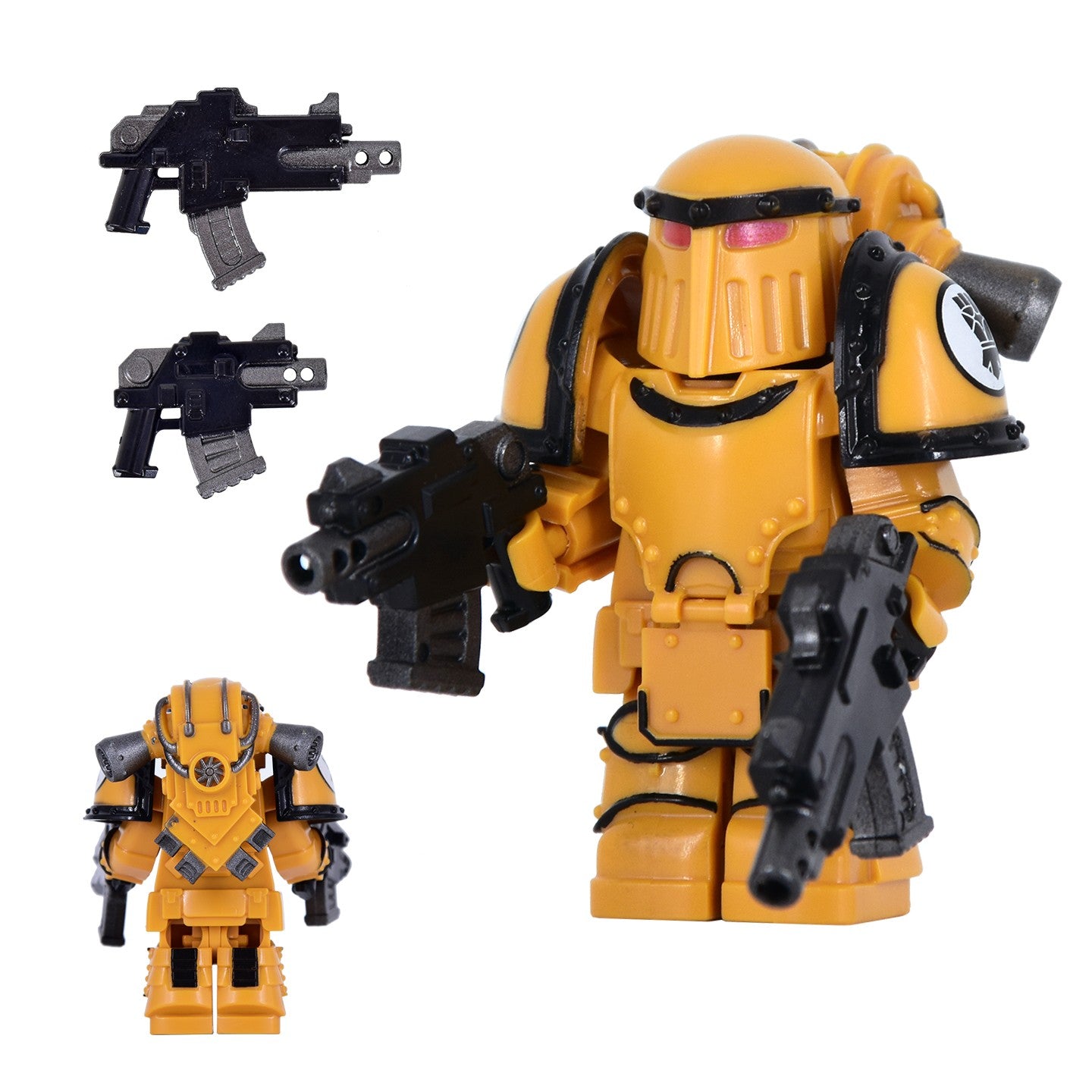 Medieval Knights War 10cm Poseable Collectible 40K Figure - Blue-Gold Armor Skull Face Design