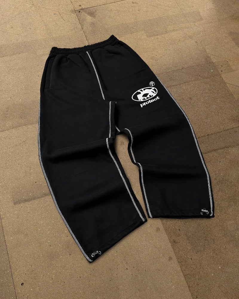 Calças unissex Y2k Harajuku Vintage com Bordado fashion, perna larga, estilo Gótico, soltas, cós elástico, casuais