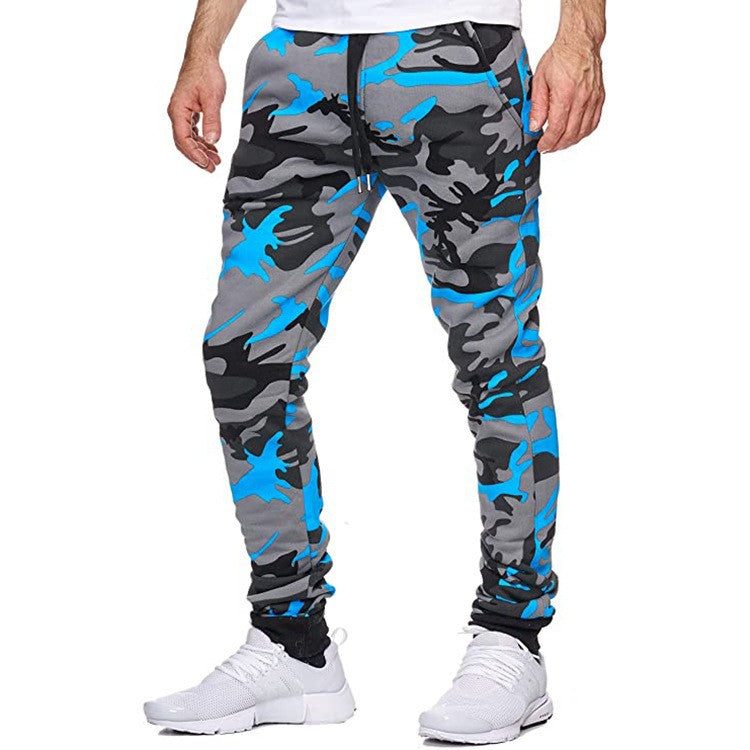 2025 Trousers Autumn And Winter New Men's Casual Camouflage Waist Drawstring Large Size Solid Color Sports Jogging Pants