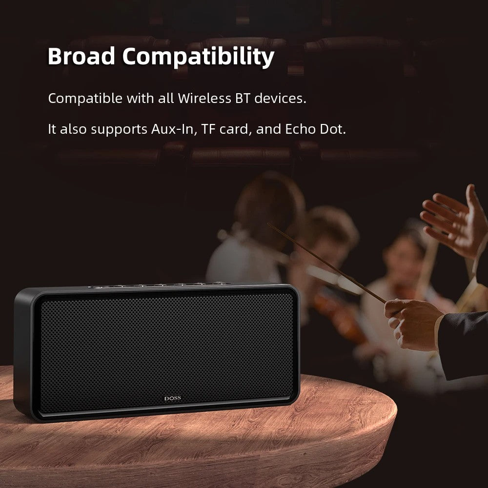 Caixas de Som Bluetooth DOSS SoundBox XL 32W, Alto-falante Estéreo Doméstico Bluetooth Sem Fio com Driver Duplo para Echo Dot, Celular, Tablet, TV
