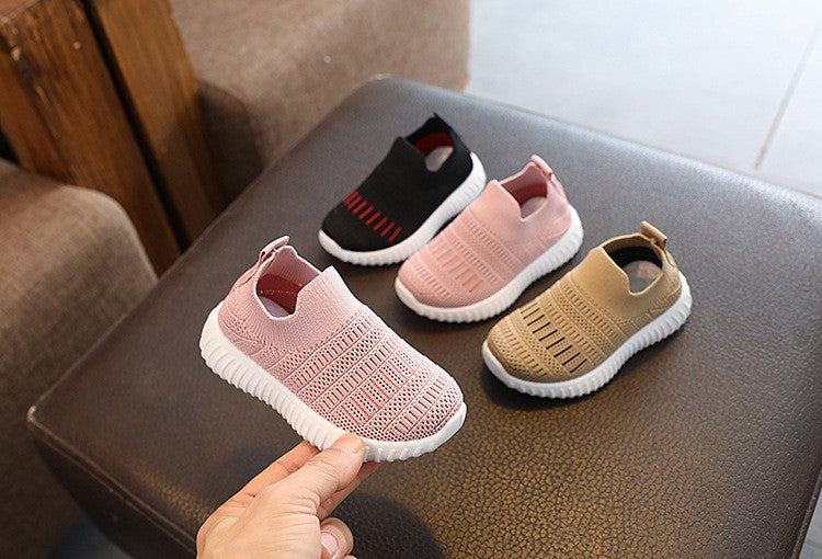 Size 20-31 Children Shoes Spring Autumn Kids Sneakers Soft Breathable Mesh Boys Slip-on Shoes Patchwork Color Girls Shoes