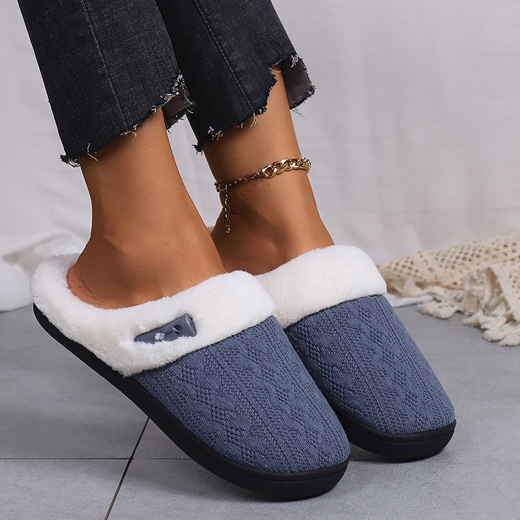 Platform Fluffy Slippers Women House Plush Fashion Designer Winter Shoes Ladies Flats Warm Home Casual Footwear Elegant Big Size