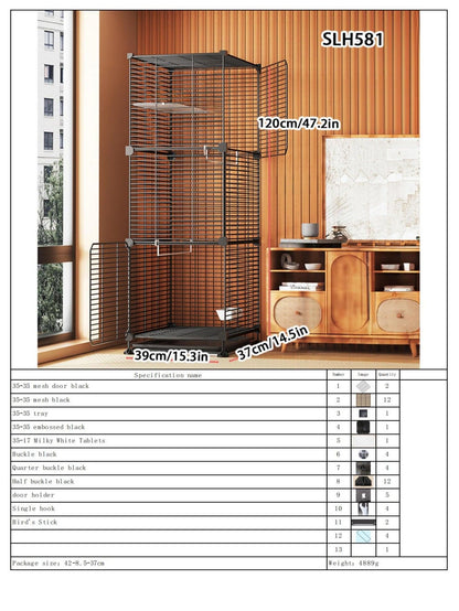 Gaiola Grande para Papagaios, Montagem DIY para Uso Doméstico, Ninho de Pássaro de Malha de Arame com Poleiro e Tigela, Adequada para Periquitos, Calopsitas, Mainás e Tentilhões