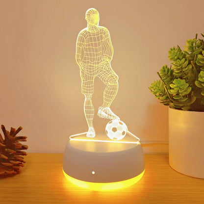 USB football player 3D night light, monochrome LED light, bedroom atmosphere and home decoration, football fans, holiday gifts