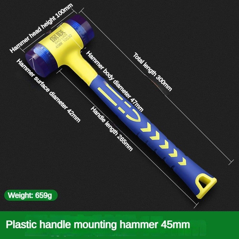 Martelo de instalação de duas cabeças destacável e isolado com cabo de borracha e empunhadura macia, 25mm-45mm, para trabalhos de instalação