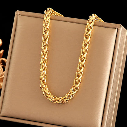 EILIECK Colar de Corrente Grossa de Aço Inoxidável 316L Dourado e Prateado para Mulheres, Corrente Cubana da Moda, Joia Impermeável de Presente