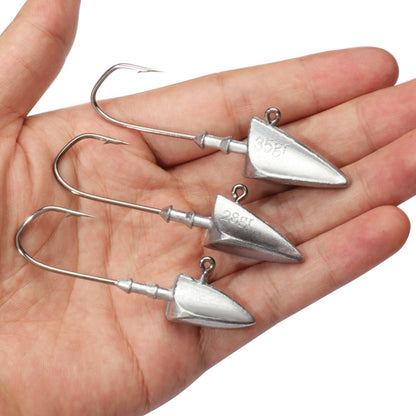5 anzóis com cabeça triangular 3,5g 5g 7g 10g 21g 35g Anzol tipo barco Equipamento de pesca Texas Rig Pesca Chumbada Pesca Isca Artificial
