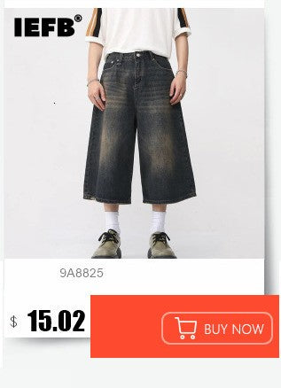 IEFB Calça Jeans Masculina de Verão Azul Velho Lavada Jeans Masculino Reta Casual Masculina Solta Perna Larga Novidade Moda 9C354