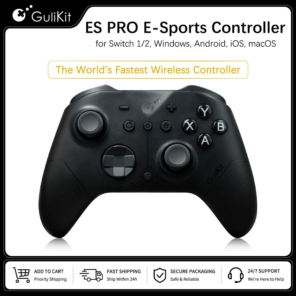 GuliKit ES Pro E-Sports Controller for Nintendo Switch 1/2 Wireless Gamepad with TMR Joystick for PC Windows Android iOS macOS
