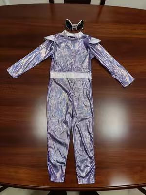 Kids Purple Alien Jumpsuit Costume, Girls Space Fancy Outfit for Halloween Cosplay Party