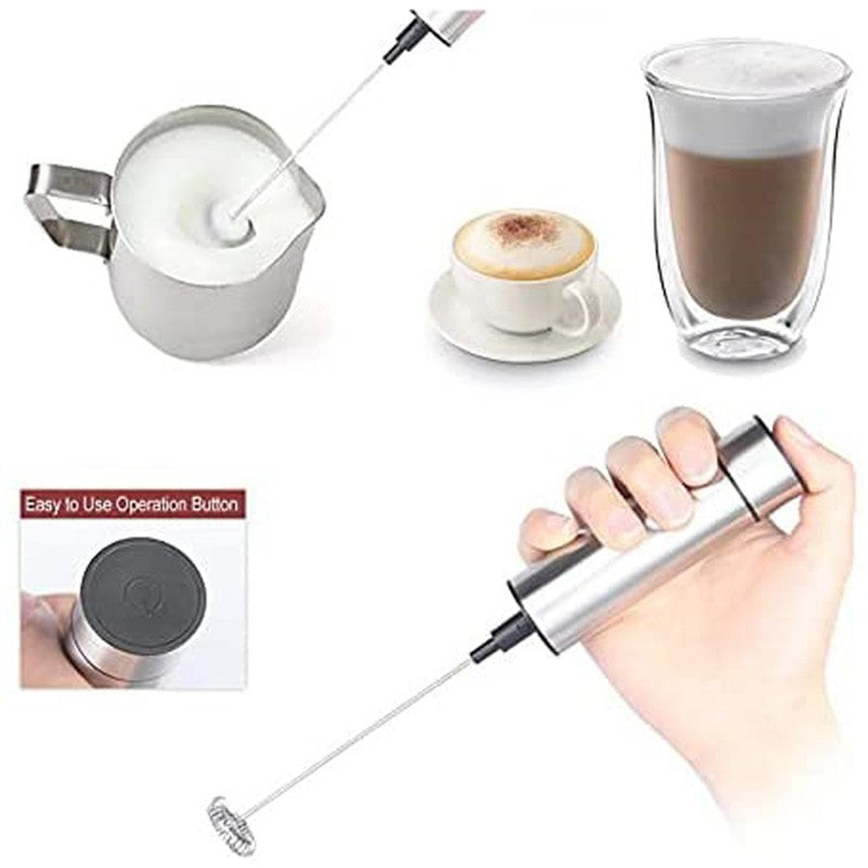 Stainless Steel Electric Milk Frother Kitchen Drink Foamer Mixer Stirrer Coffee Cappuccino Creamer Whisk Frothy Blend Egg Beater