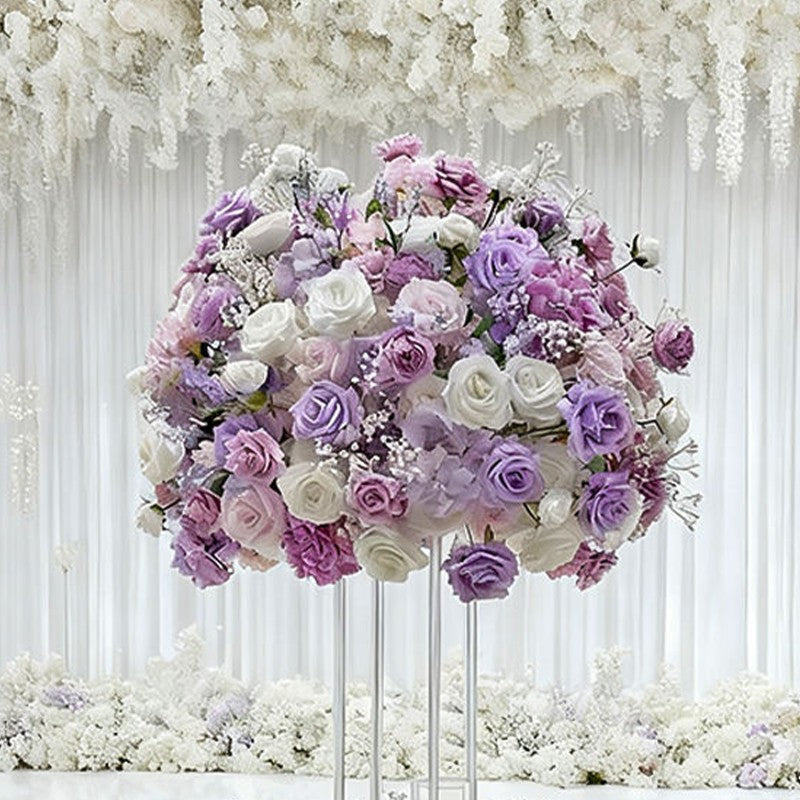 30-70cm Artificial White Rose Flower Ball, Wedding Reception Table Centerpieces, Floral Arrangement for Party Event Decor