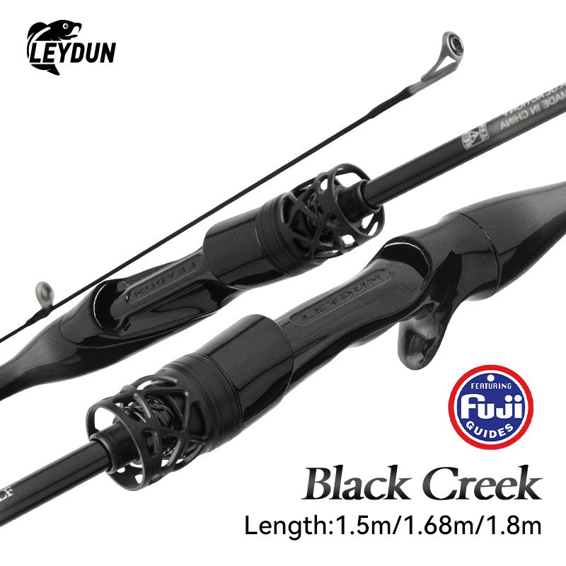 Vara de Pesca LEYDUN Black Creek 2 Partes, Spinning/Casting, 1,5/1,68/1,8m, Vara de Viagem, Baitcasting, Ultraleve, Fibra de Carbono