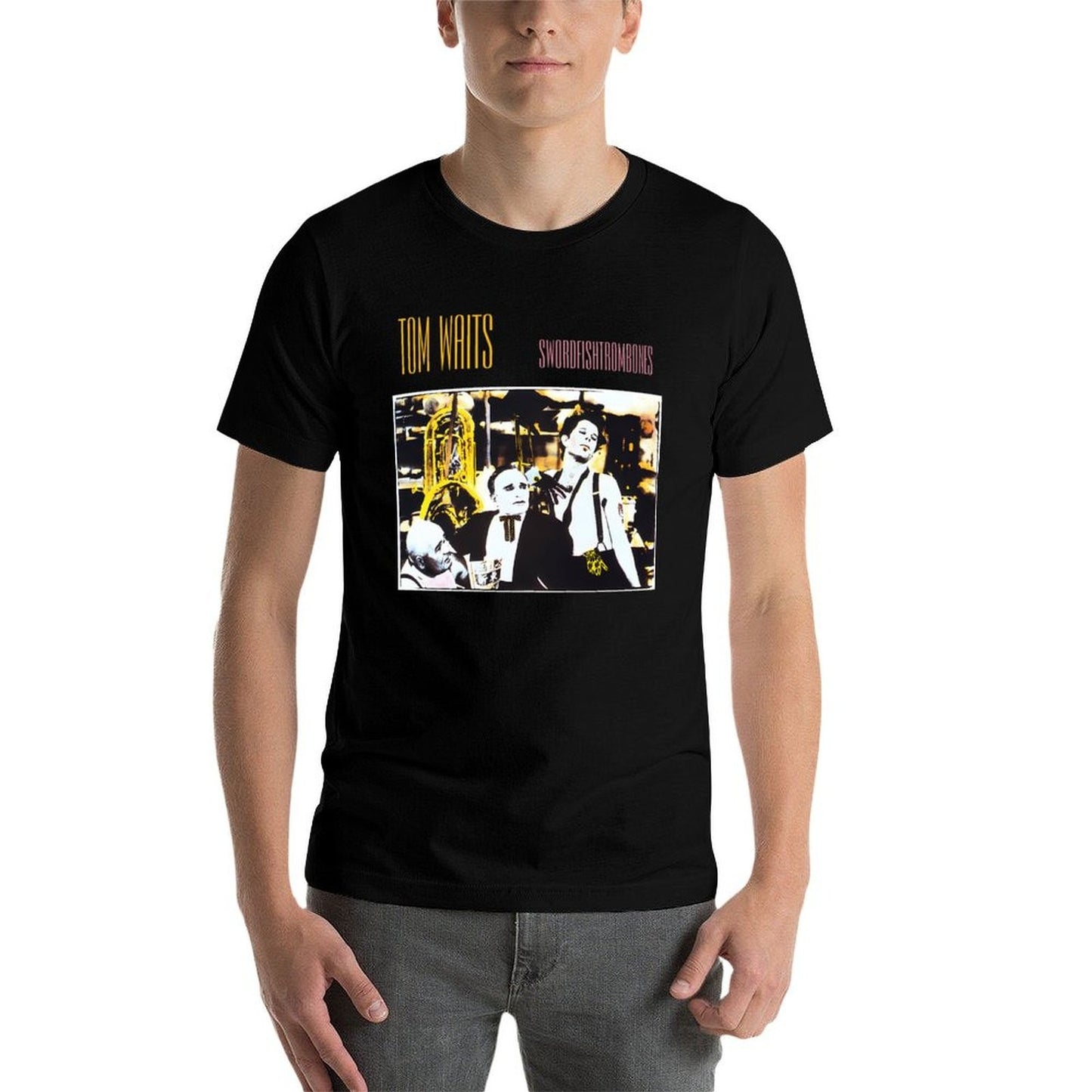 Swordfishtrombones Tom Waits T-Shirt black cotton t-shirt plain for man package t shirts for man cotton soft