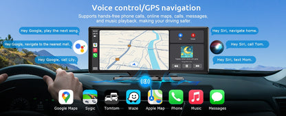 10.26" 4K 64G Touchscreen Portátil Sem Fio CarPlay Android Auto Caminhão Dash Som Automotivo Bluetooth GPS Navegação Câmera de Ré Grande Angular FM
