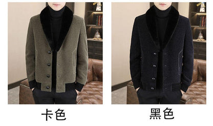 2024 Winter Woolen Jacket for Men Thick and Plush Warm Lapel Trench Coat Casual Business Wool Blends Social Streetwear Overcoat