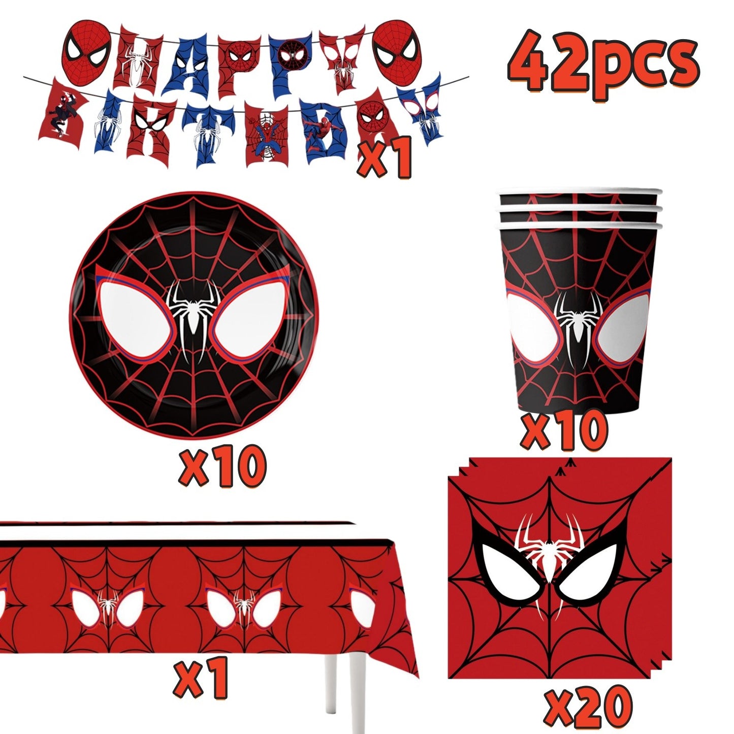 Mask Spider Hero Birthday Party Supplies Tableware Kit Plates Cups Tablecloth Backdrop Balloons Kids Party Decorations Favors