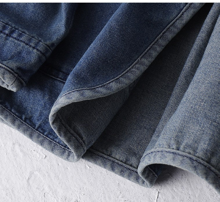 Amekaji Japan Retro Heavy Washing Workwear Clothes 100% Cotton Denim Jacket Men's Trendy Cardigan Top Taoist Robe Men's Jacket
