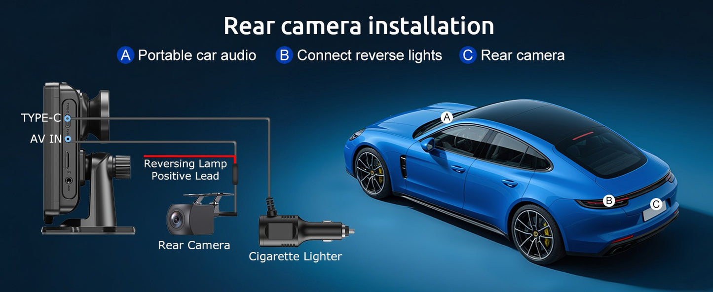 10.26" 4K 64GB Dash Cam Touch Screen Car Stereo Rearview Wireless Apple Carplay Android Auto Dual Len Recorder Dashboard