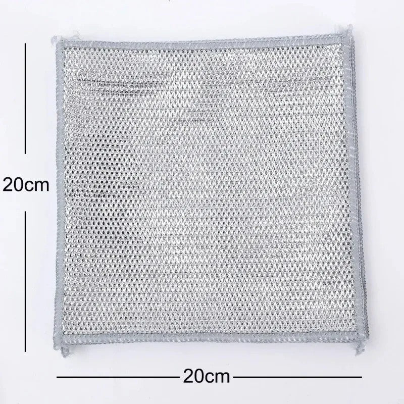 20/5pçs Pano de Limpeza de Fio de Aço Espessado Sem Riscos Dupla Camada Ferro Microfibra Pano de Prato de Malha Esponja de Lavar Panelas Panos de Cozinha