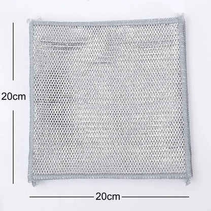 20/5pçs Pano de Limpeza de Fio de Aço Espessado Sem Riscos Dupla Camada Ferro Microfibra Pano de Prato de Malha Esponja de Lavar Panelas Panos de Cozinha