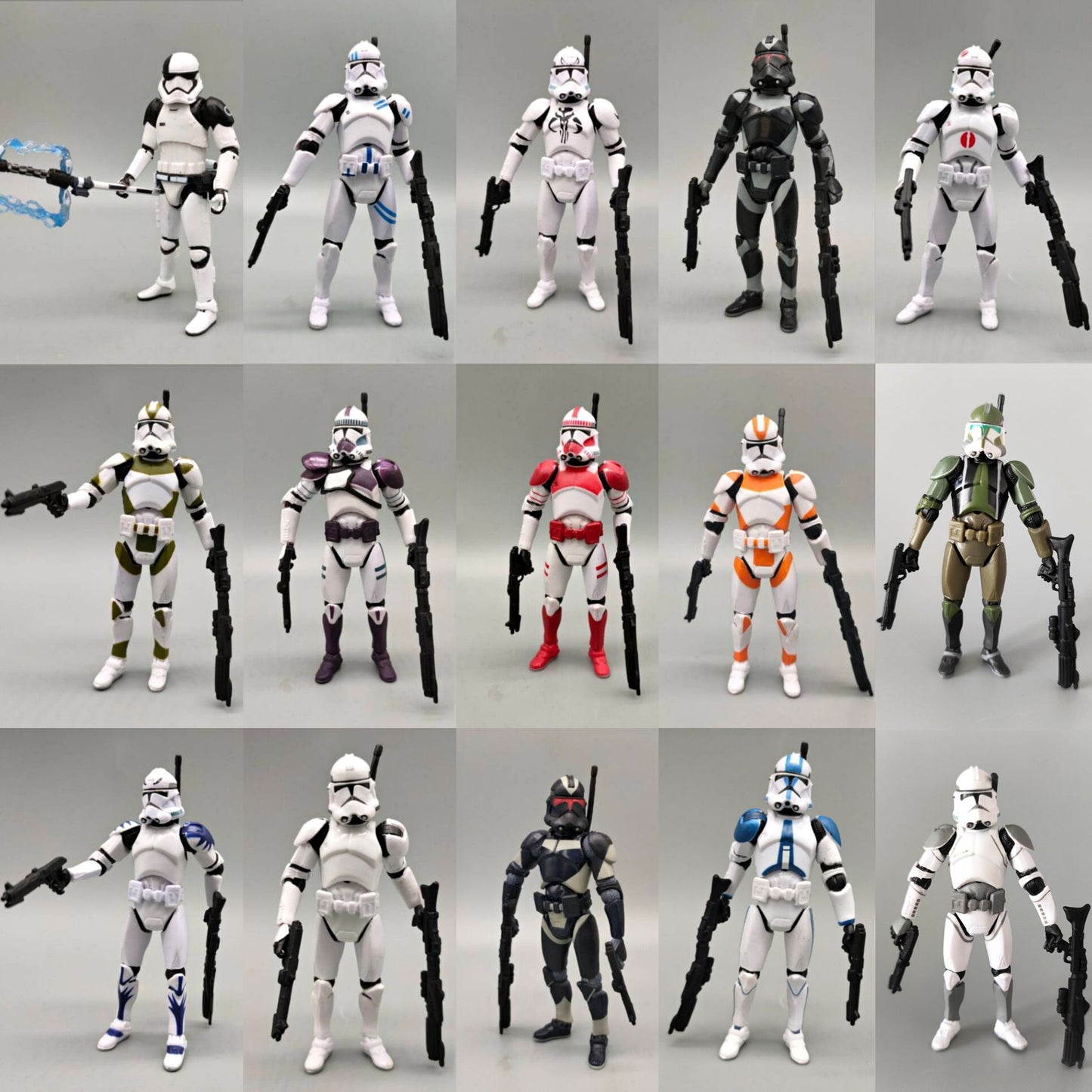 Lote de 3 Bonecos Soltos Star Wars Elite Force 501st 442nd Shadow Utapau Gree Shock Battalion Trooper 3.75" Coleção