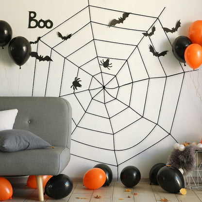150/250cm Halloween White Black Giant Spider Web Happy Halloween Decoration For Home Bar Haunted House Prop Outdoor Scary Decor