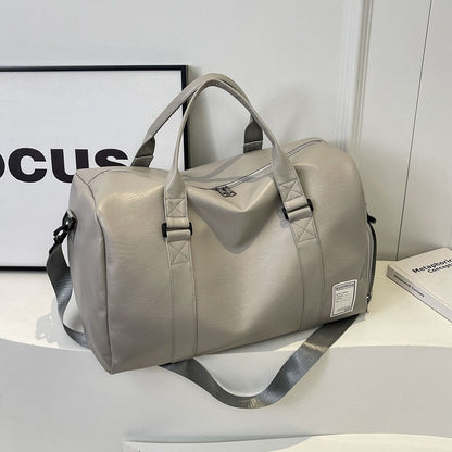 Fashion Women'S Travel Totes Duffle PU Leather Gym Sports Fitness Casual Luggage Handbag Shoes Pocket Shoulder Weekend Bag