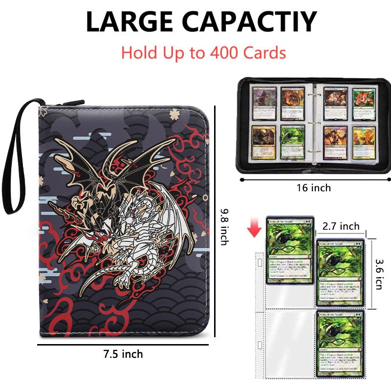 Fichário de cartas de Yu-Gi-Oh TCG - Yu-Gi-Oh Dragão Negro de Olhos Vermelhos, Álbum de 4 Bolsos para Cartas Colecionáveis de Trading Card Game