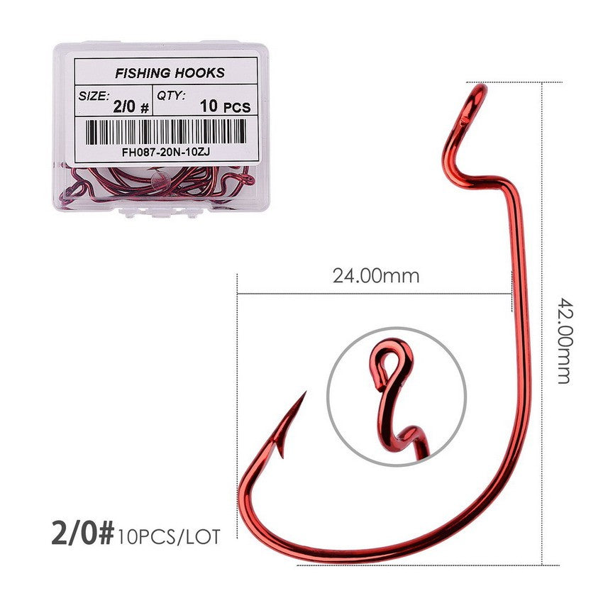 10 pçs/caixa Anzol Offset 8# - 5/0# anzol crank para isca soft worm anzol crankbait pesca acessórios pesca anzóis