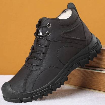 2025 Quente Venda Inverno Novo Sapatos de Algodão Mais Lã Grossa Casual Sapatos Esportivos Masculinos Tênis Cano Alto de Couro Moda Botas de Neve