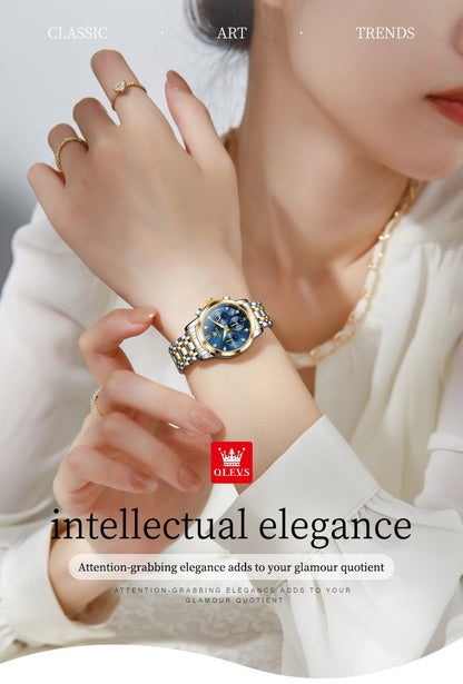 OLEVS 2858 Women Watch Luxury Brand Quartz Watch Waterproof Luminous Date Chronograph Women Bracelet Dress Diamond Watch Reloj