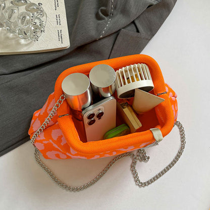 Dopamine Leopard Print Clutch Bag with Detachable Strap Leopard Print Shoulder Bag Leopard Crossbody Bag for Modern Ladies