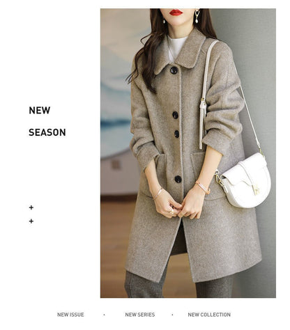 Plus Size Women's Thickened Woolen Coat Hot Sale Of The Season Autumn Winter New Style Small Size Korean Version Slimming Med...