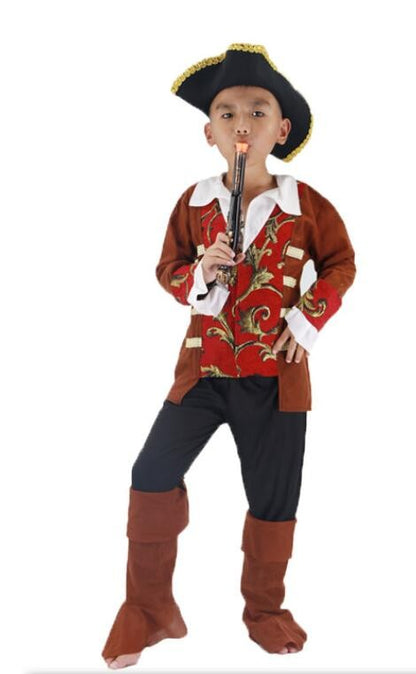 Halloween Costume Boys Pirate Cosplay Pirate Captain Jack Sparrow  Purim Christmas Party Luxury Buccaneer Outfits R