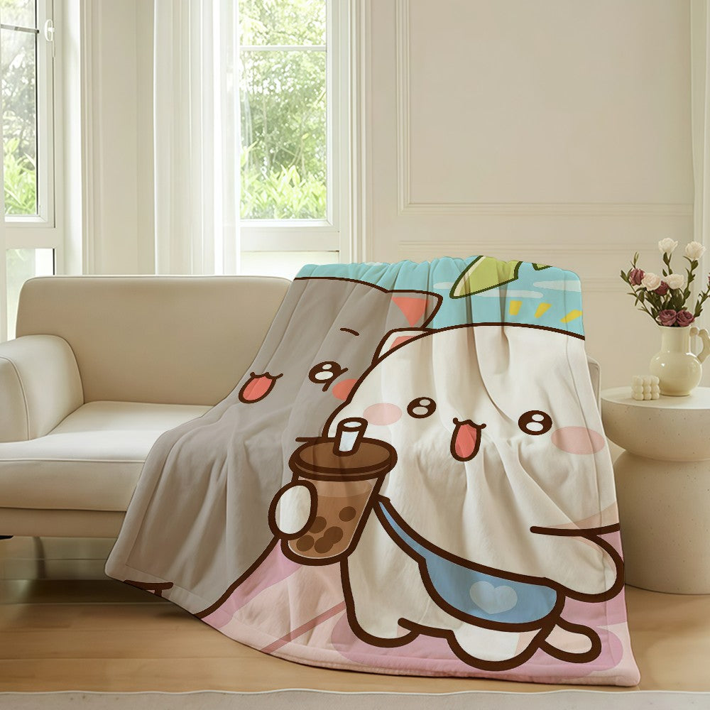 Cartoon cute Peach and Goma Blanket For Sofa Office Bed Plane Travel Sleep Read Relax Camping Soft And Warm