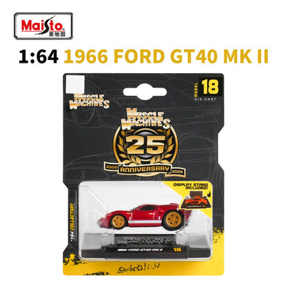 Maisto Escala 1:64 2025 Ferrari F40 Porsche AE86 Mustang Muscle Car Modelo Estático Brinquedo Colecionável